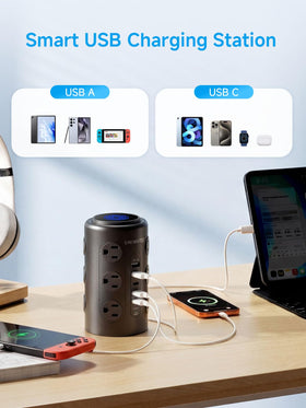 UWIWUTEI tower in use on office desk organizing power for devices