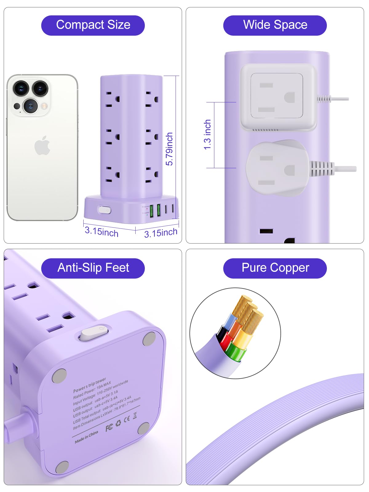 UWIWUTEI power tower in use on desk organizing cables and charging devices