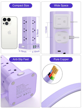 UWIWUTEI power tower in use on desk organizing cables and charging devices