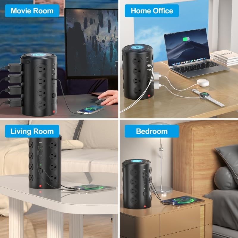 UWIWUTEI power cord and plug showing 15ft length benefit flexible outlet placement