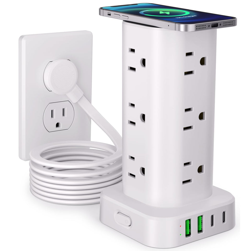 UWIWUTEI front view showing tower layout and organized charging benefit