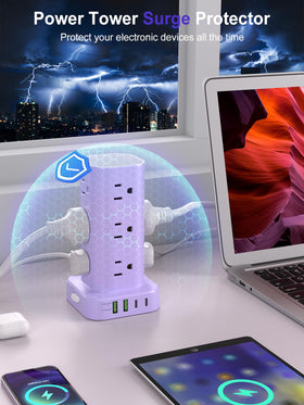 UWIWUTEI size comparison with hand illustrating compact power tower portability