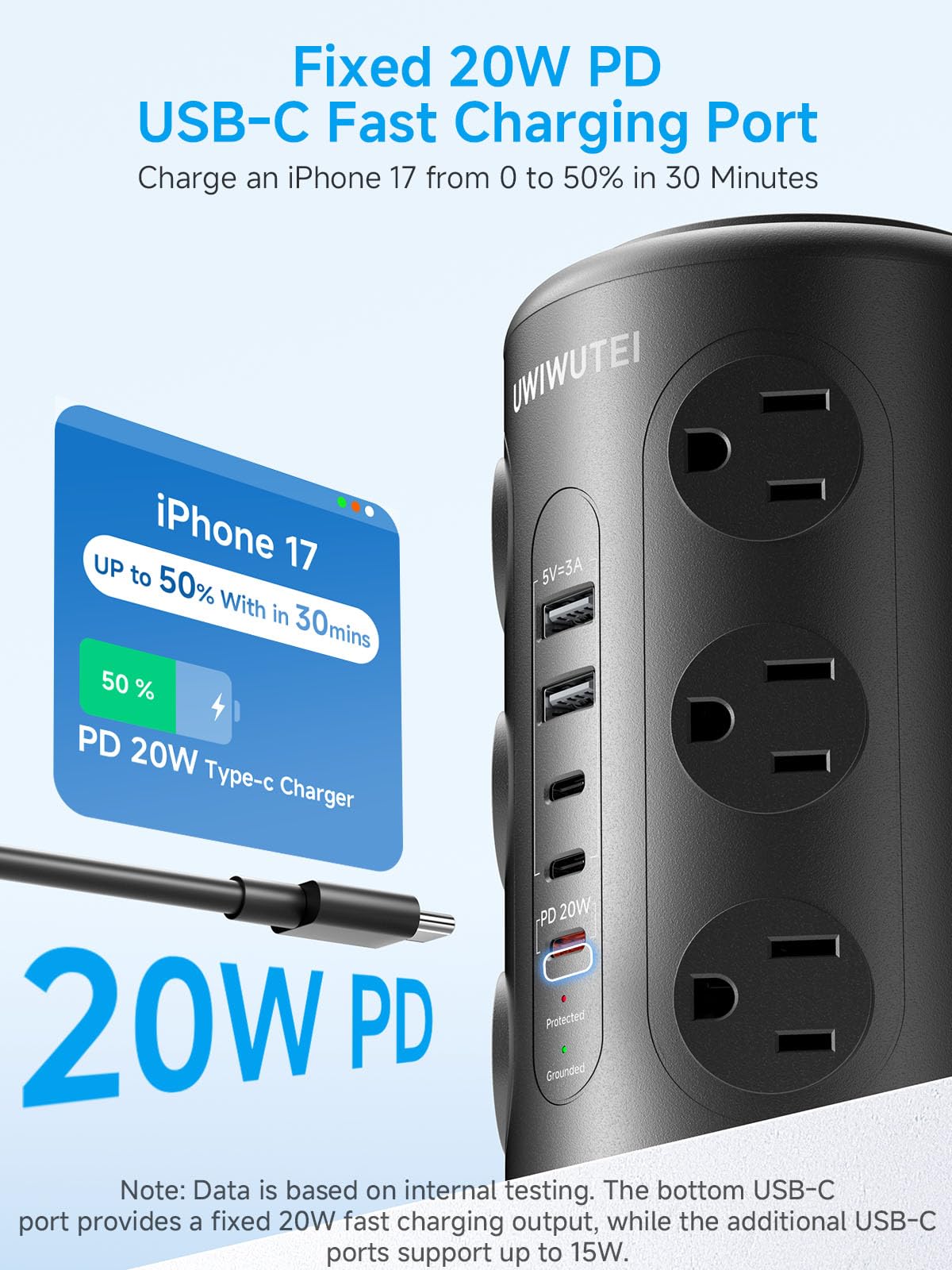 UWIWUTEI top showing wireless pad and pop-up night light, easy cable-free charging