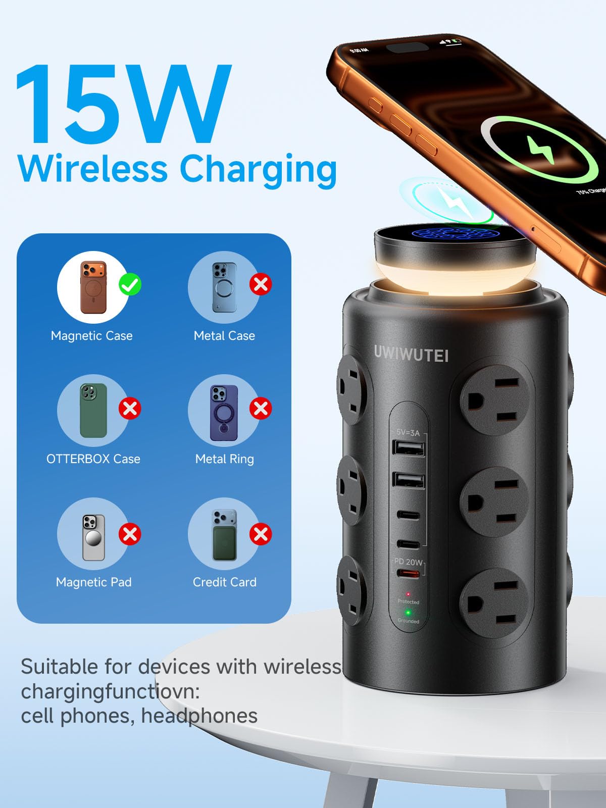 UWIWUTEI weighted base on desk, stable design prevents tipping under load
