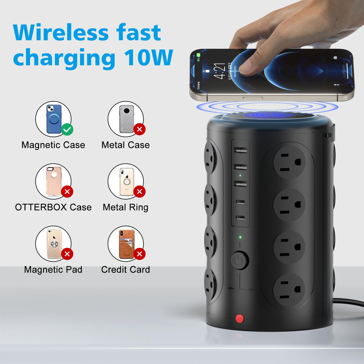 UWIWUTEI close-up of 15W wireless charging pad illustrating cable-free convenience
