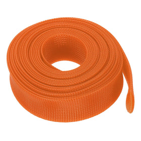 uxcell expandable sleeving orange 25ft flat view for flexible cable protection