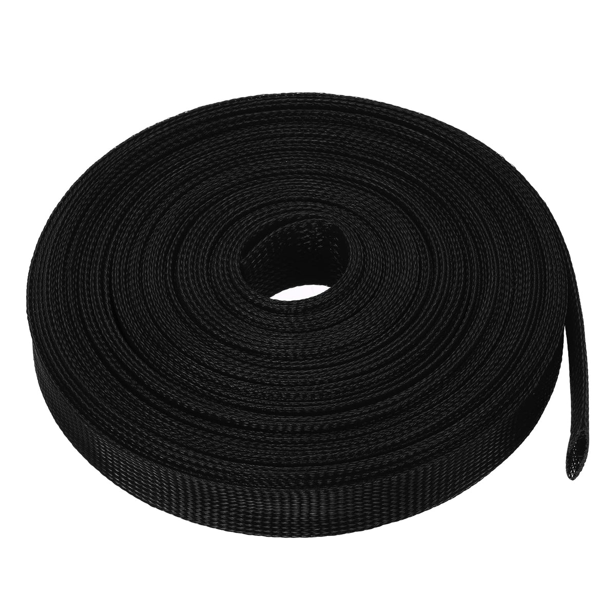 uxcell expandable sleeving close-up showing flexible polyethylene insulation for neat cable protection.