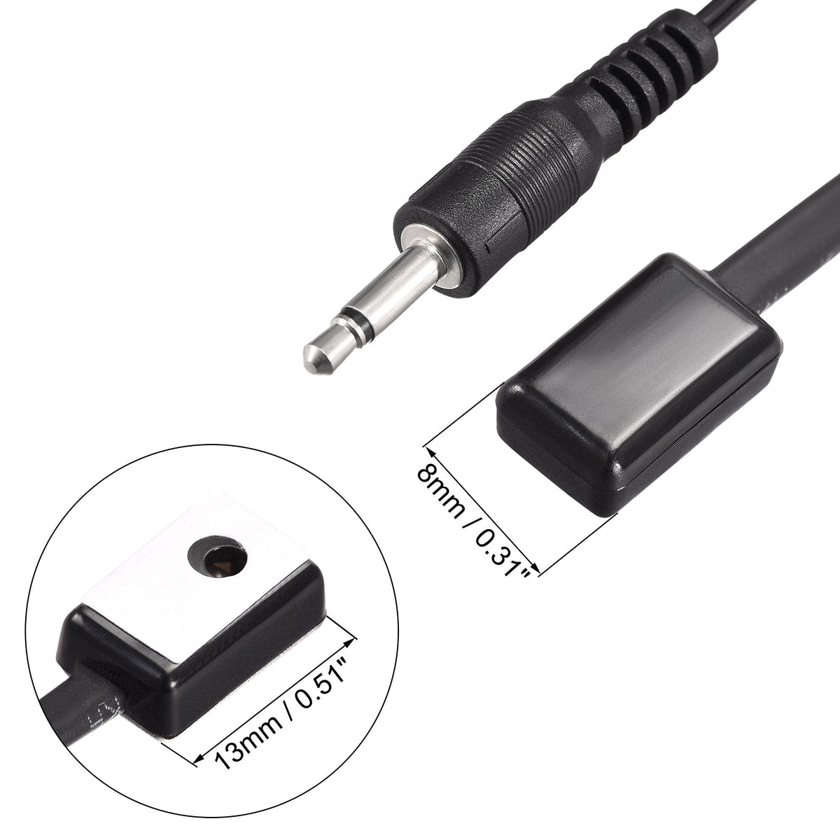 uxcell IR emitter placed on device IR window in use, enables concealed device control