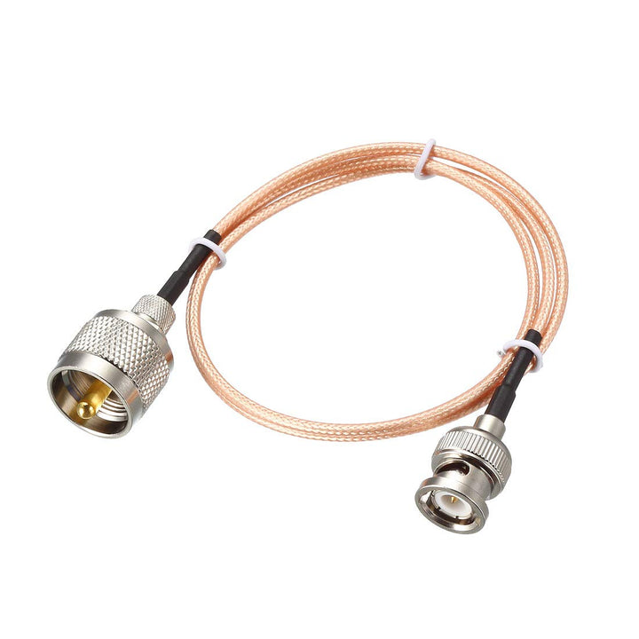 uxcell PL259 to BNC front view showing secure connector ends and easy installation benefit