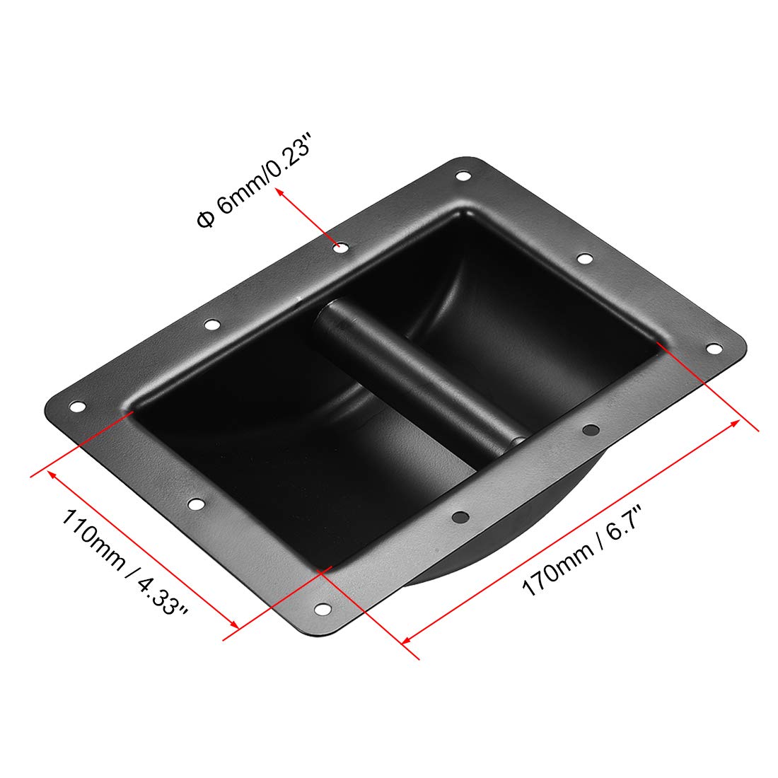 uxcell recessed speaker handle close-up metal shows mounting holes and robust finish