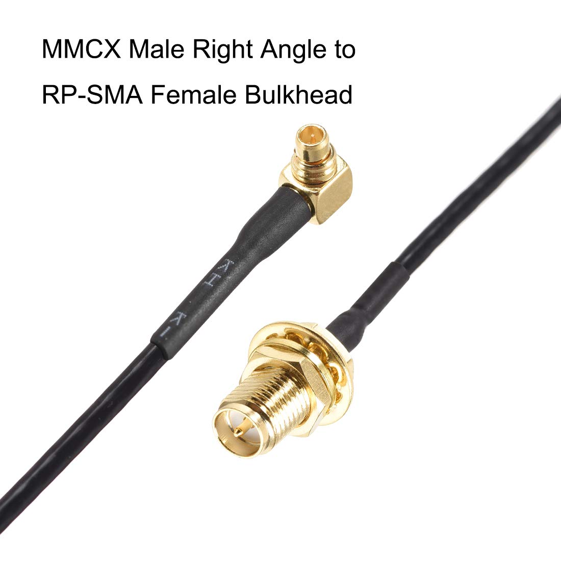 uxcell RF1.37 coaxial 8inch pigtail cable with MMCX to RP-SMA bulkhead for flexible mounting.