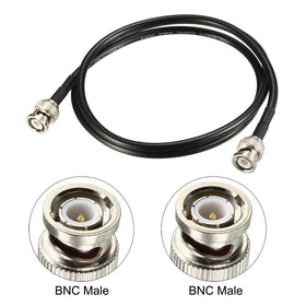 uxcell close-up of BNC male connectors with gold-plated contacts demonstrating low-loss, corrosion-resistant connection