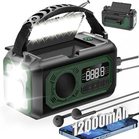 UYEIKMLOP 12000mAh emergency radio with dual solar panels for reliable charging