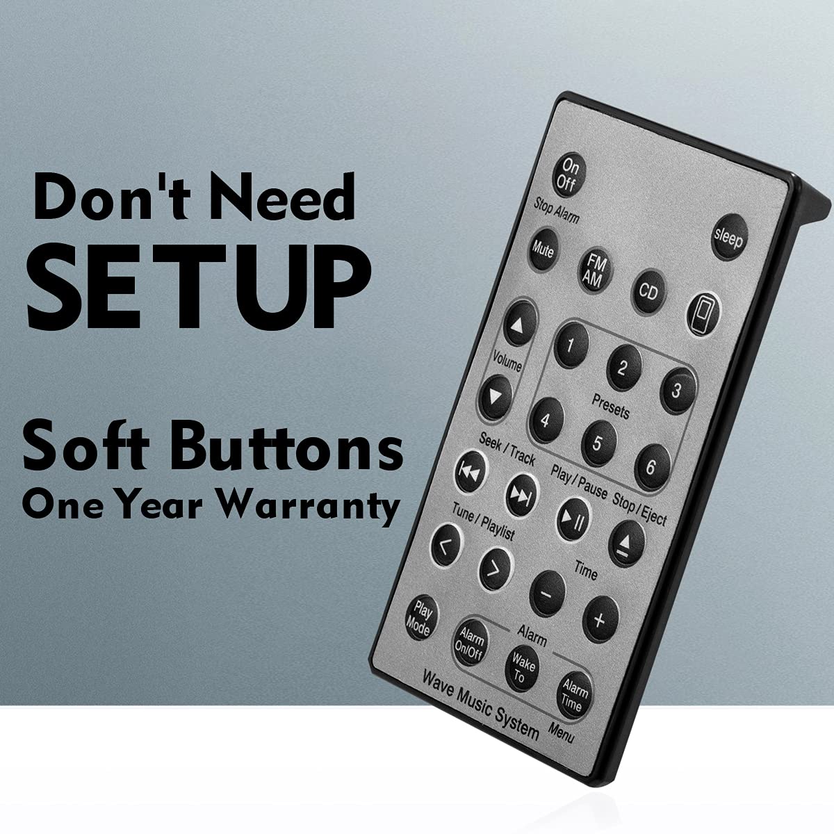 Uyibii Bose Wave remote silver side view for ergonomic handling