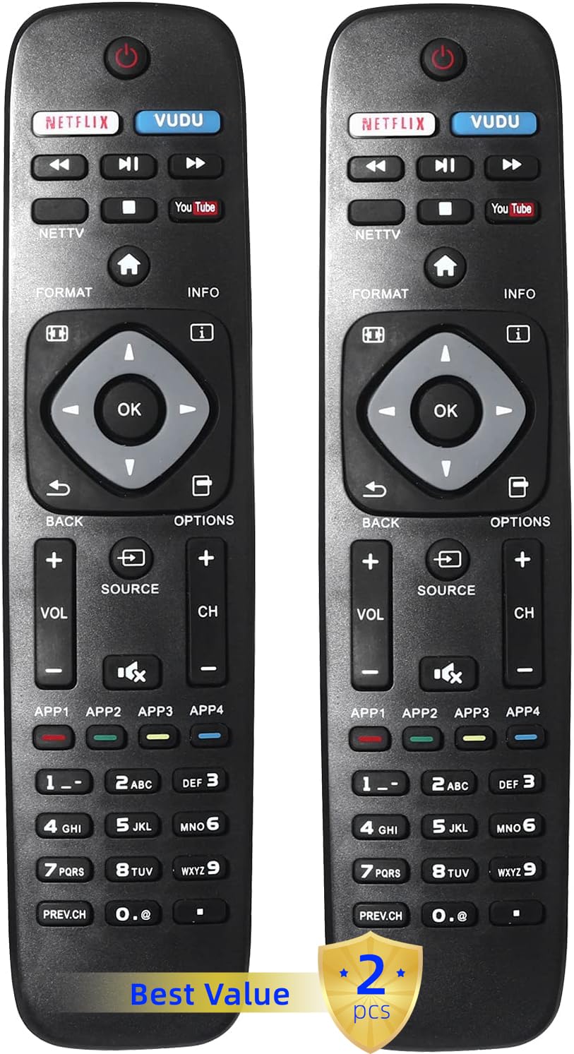Uyibii NH500UP remote front view for Philips TVs with easy-to-use design