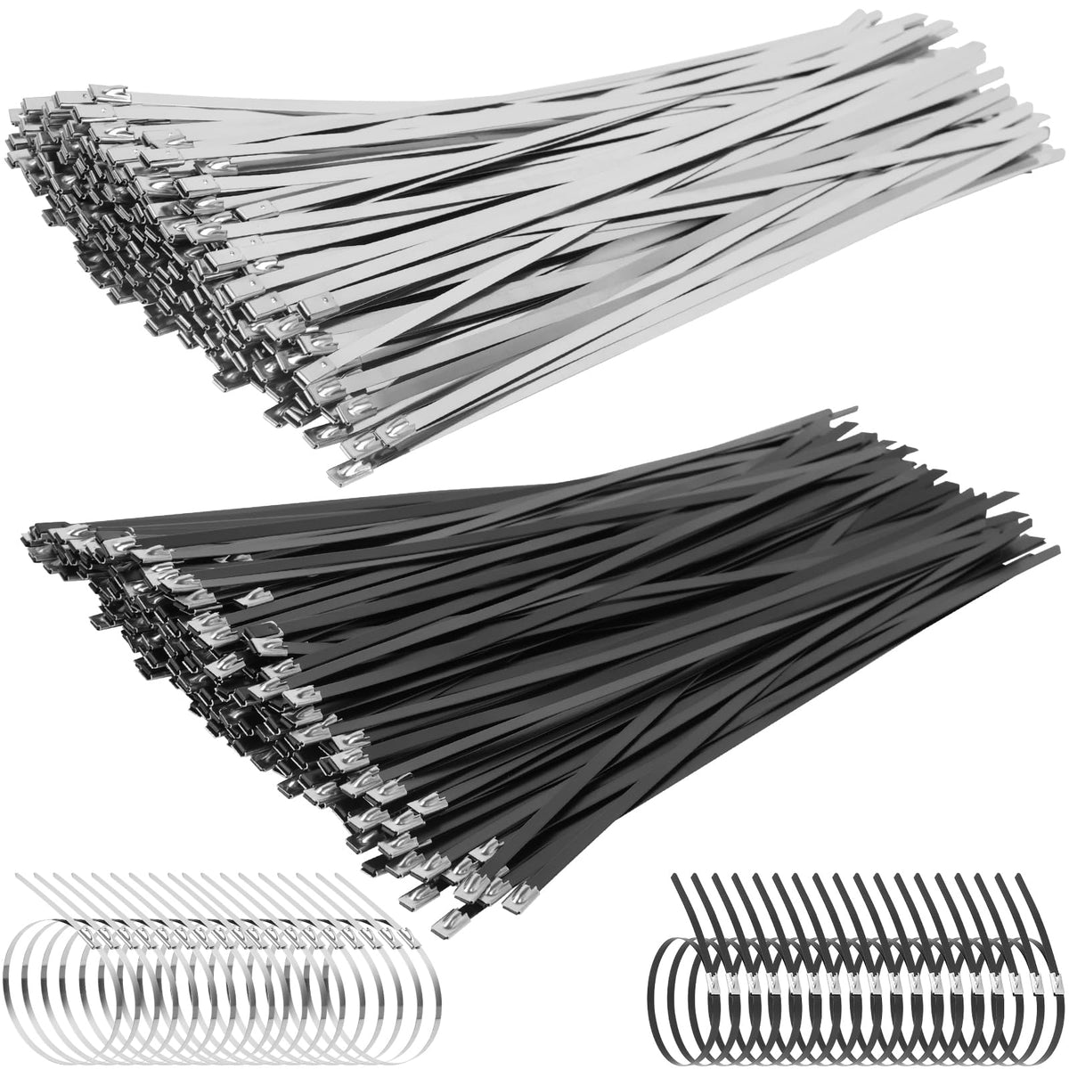UZLU 500pcs metal zip ties bundle for durable organization and cable management.