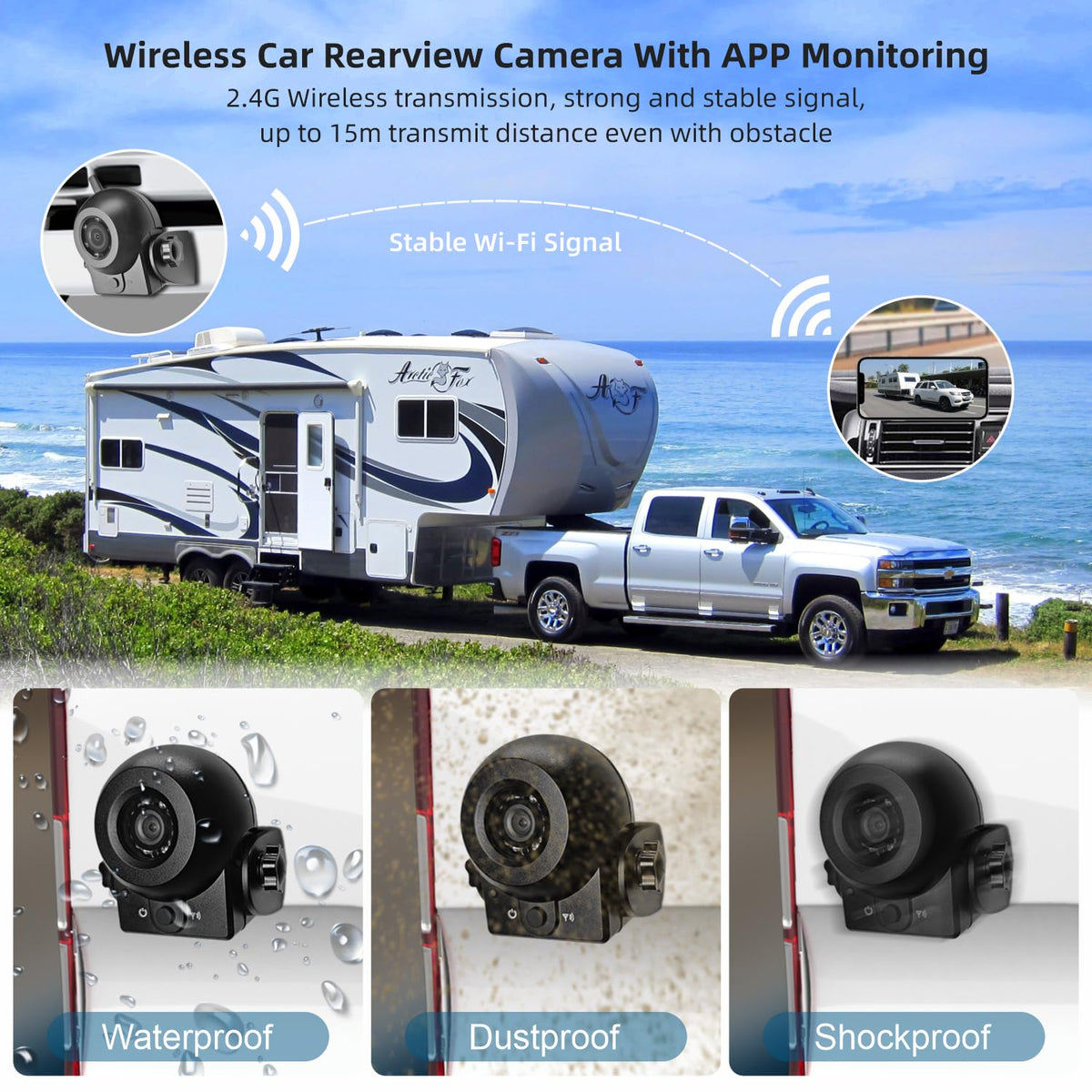 Uzone Wireless Backup Camera night vision provides clear parking assistance after dark.