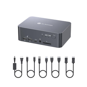 v AV Access KVM switch with dual-monitor setup for seamless multi PC work