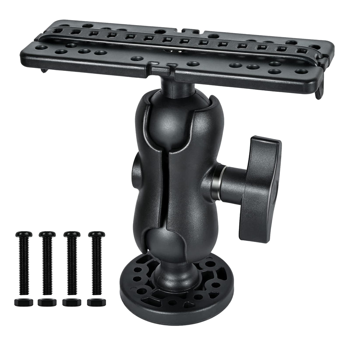 Vadaxx Fish Finder Mount Base on flat surface offers universal compatibility for many models