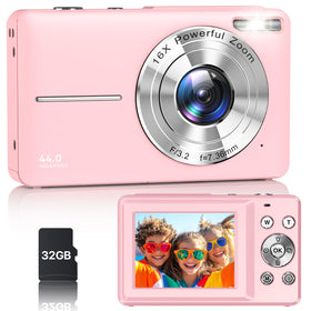 VAHOIALD front view of compact camera showing buttons and body, easy portability benefit
