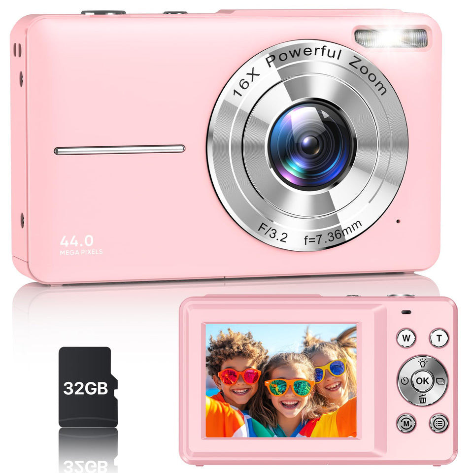 VAHOIALD front view of compact camera showing buttons and body, easy portability benefit