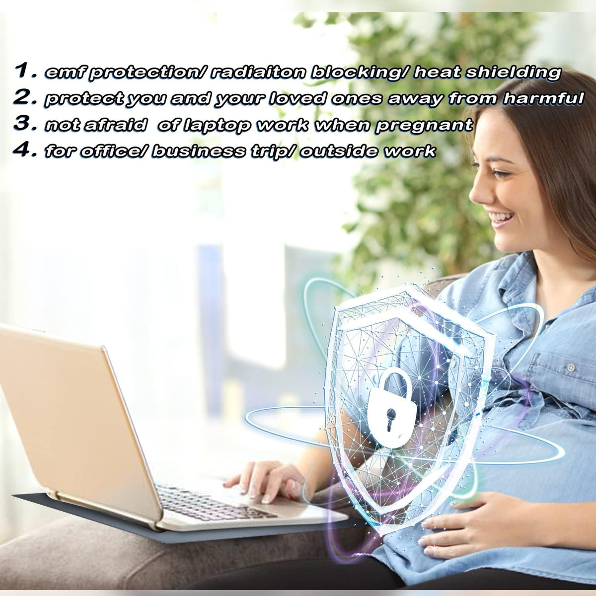 VAJOOCLL EMF Blocker Lap Pad beside an e-reader for portable protection.