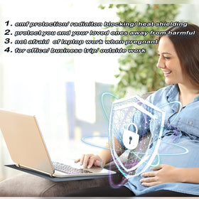 VAJOOCLL EMF Blocker Lap Pad beside an e-reader for portable protection.