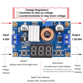 Valefod LED display lit showing output voltage for easy monitoring and tuning