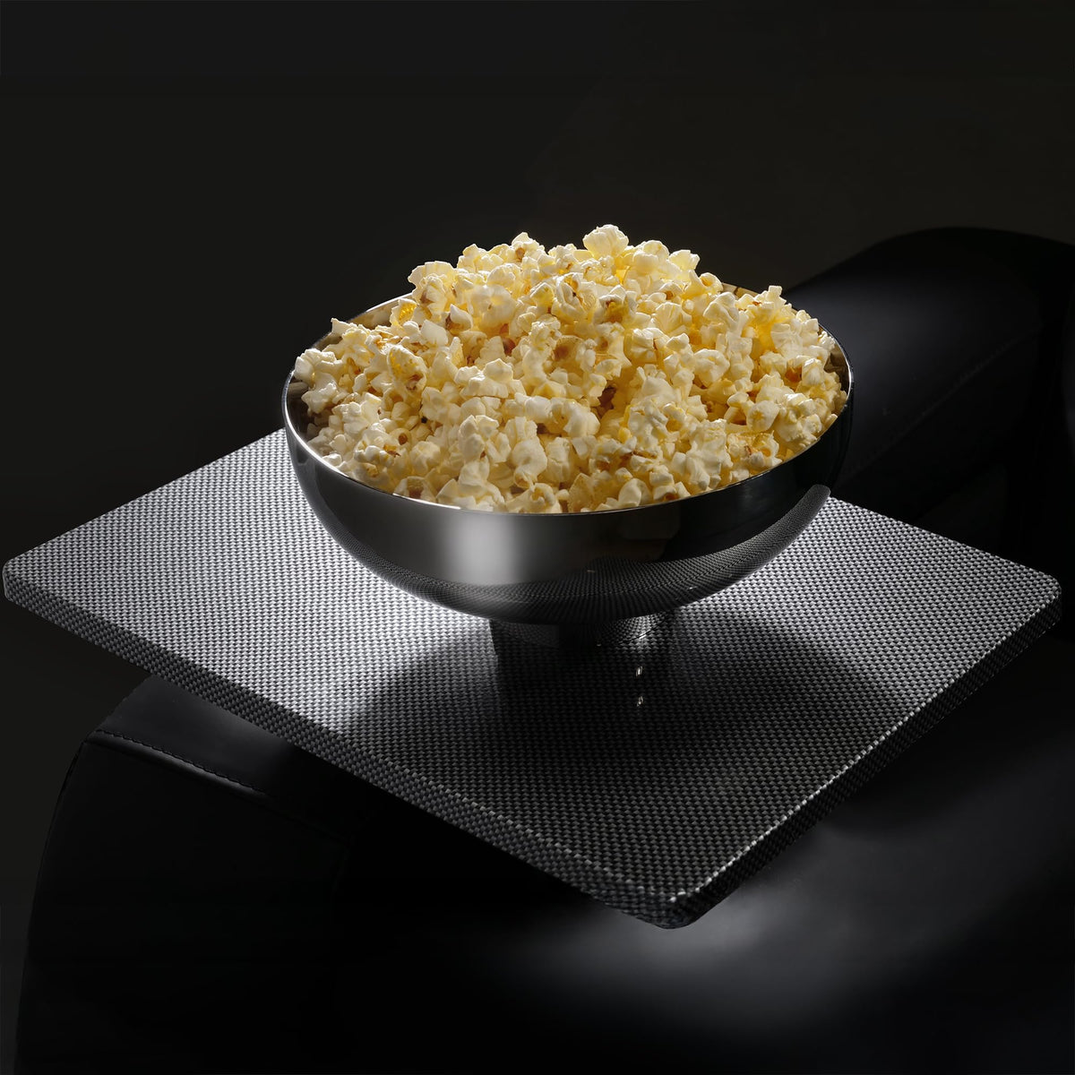 Valencia tray surface offers spacious space for snacks and remotes