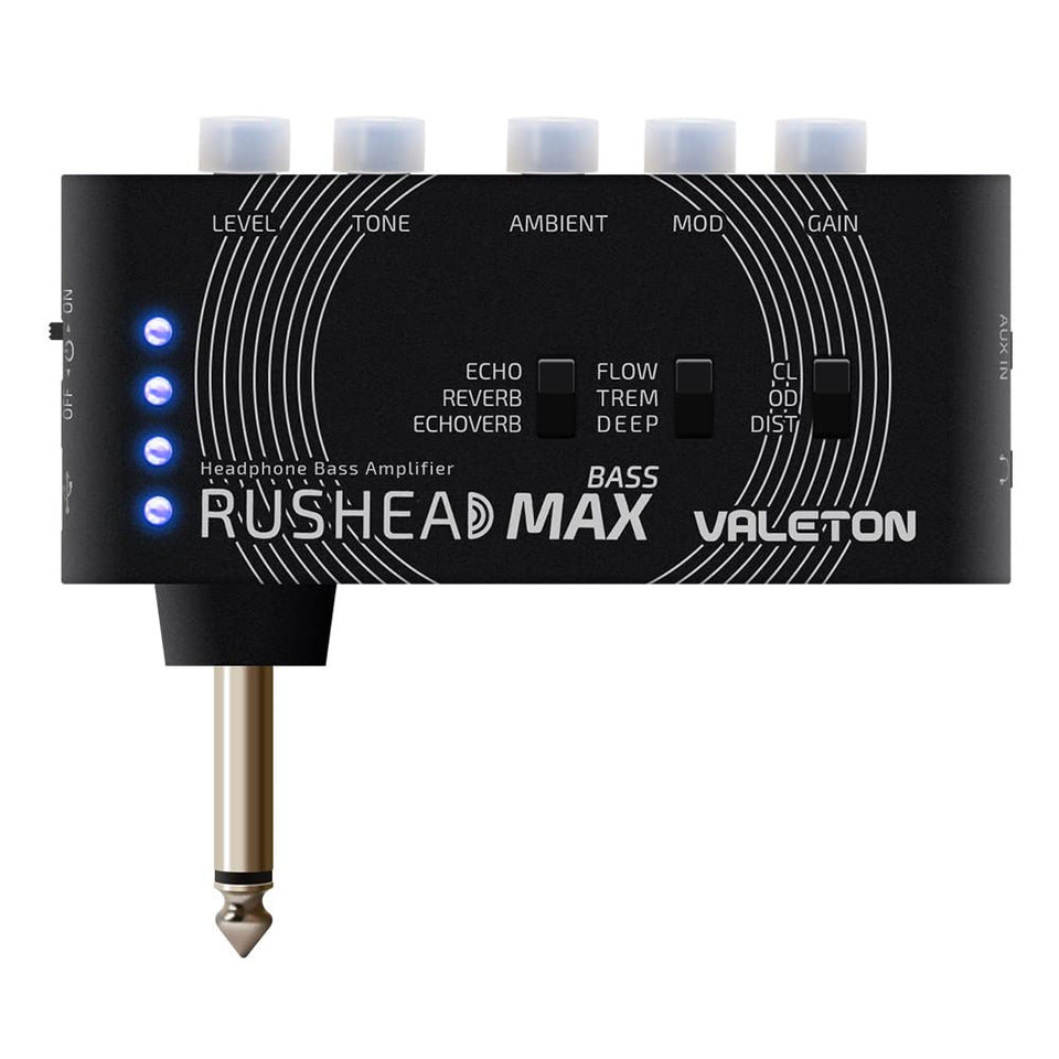 Valeton Rushead Max front panel showing knobs and switches for instant tone control