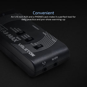Valeton Rushead Max connected to headphones for silent practice with realistic cab simulation
