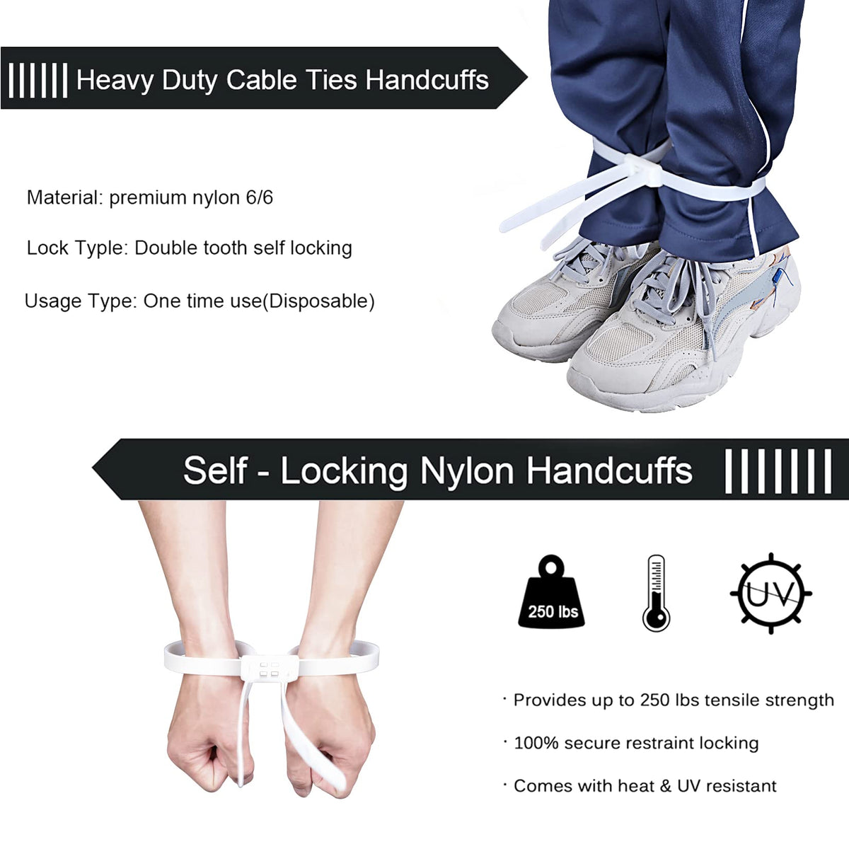 VAMRONE cuffs provide up to 250 lbs tensile strength for solid restraint.