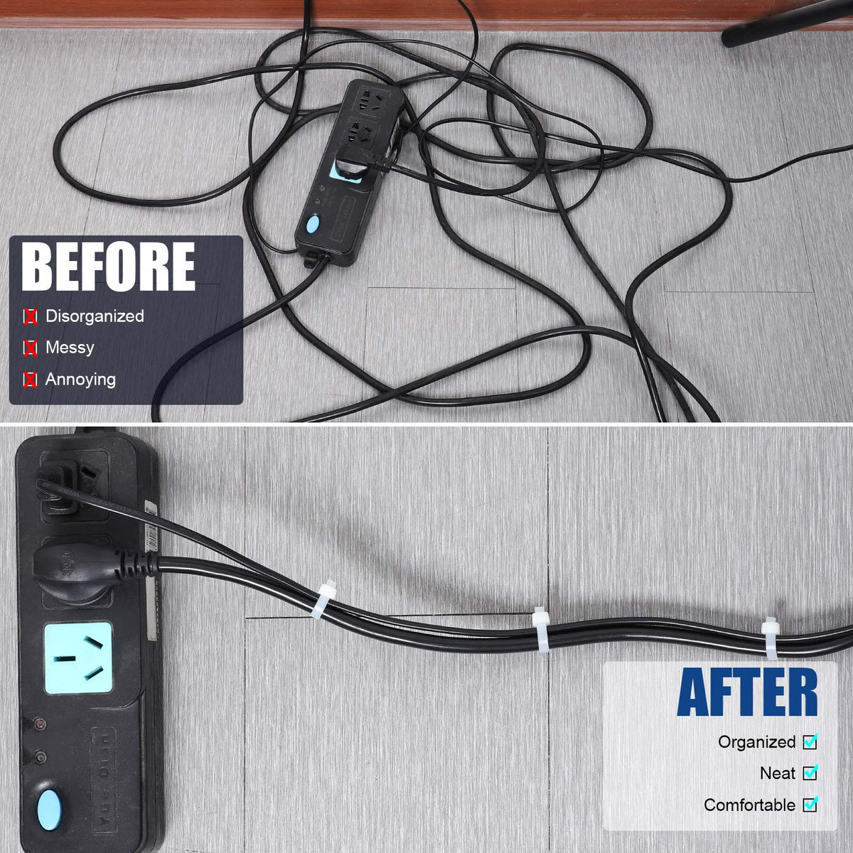 VAMRONE 50lbs tensile cable ties secure heavy wires indoors and outdoors.