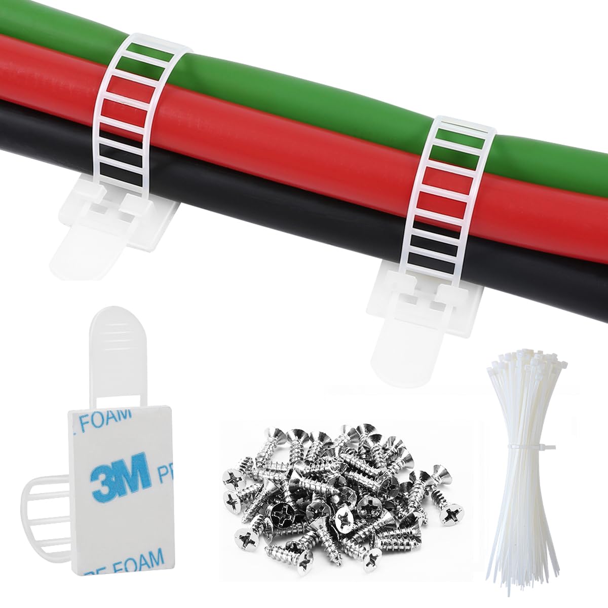 VAMRONE adhesive cable clips kit organizes cords in a tidy workspace
