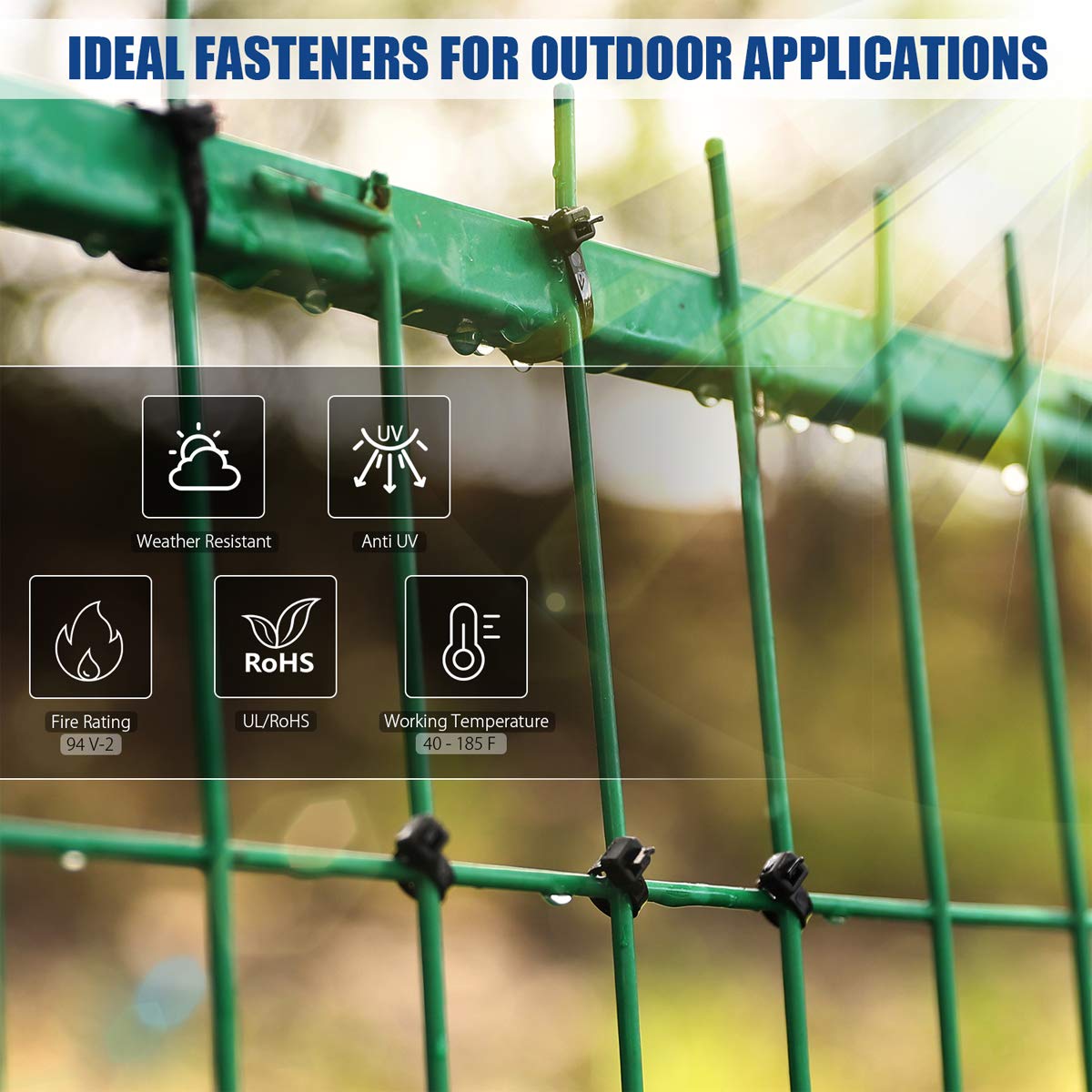 VAMRONE outdoor-ready UV and heat resistant cable ties withstand sun and weather