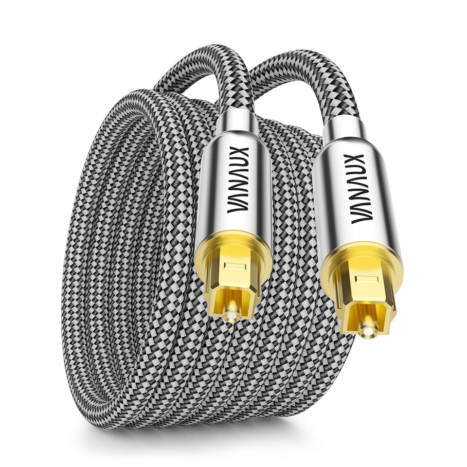 VANAUX 33FT optical cable with braided jacket for easy setup and tangle-free use.