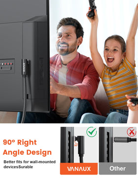 VANAUX 360-degree rotatable body for flexible routing behind devices.