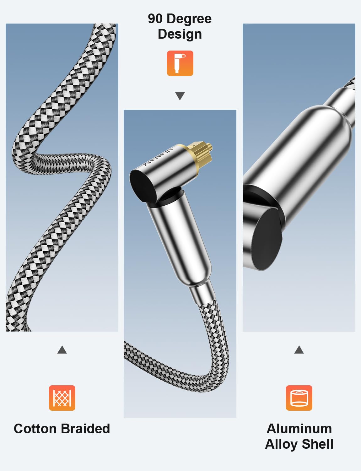 VANAUX aluminum shell on Toslink connector for durable, long-lasting use.