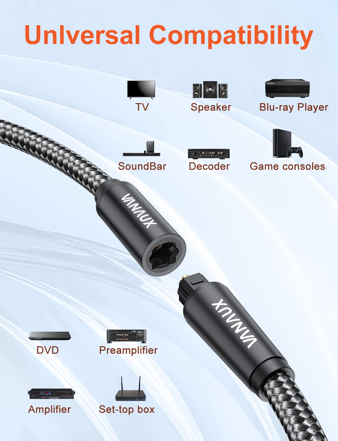 VANAUX compatible with home theater, soundbar, TV and consoles