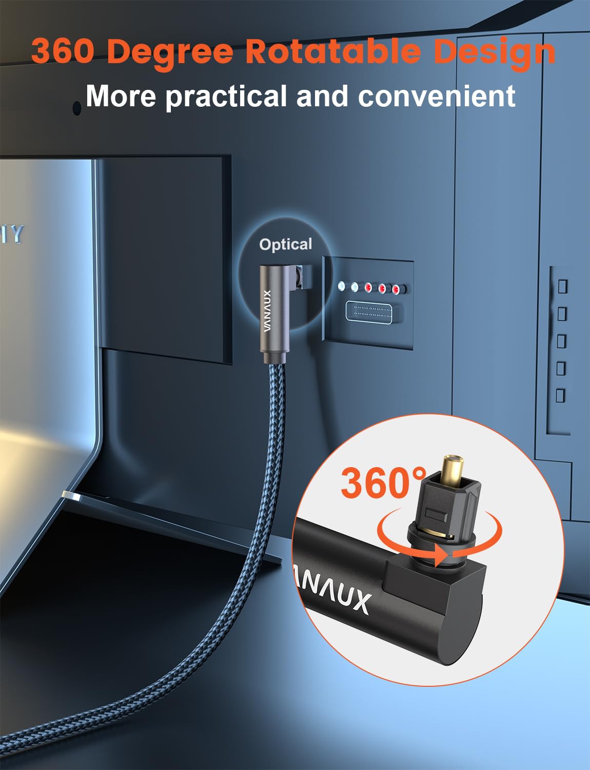 VANAUX fiber optic core preserves high-quality uncompressed digital audio.