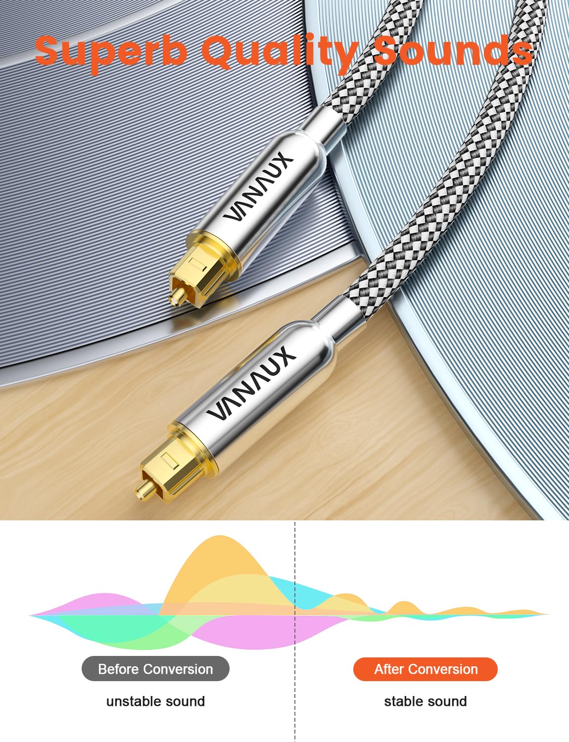 VANAUX 33FT length suits home theater layouts and long-distance connections.