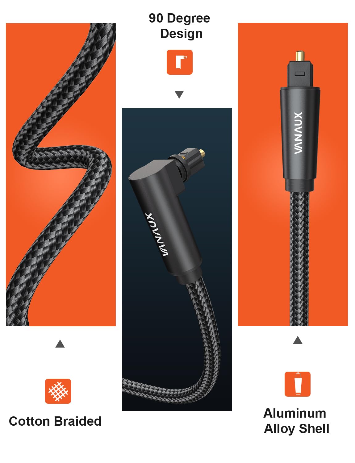 VANAUX gold-plated connectors ensure durable, stable signal transmission.