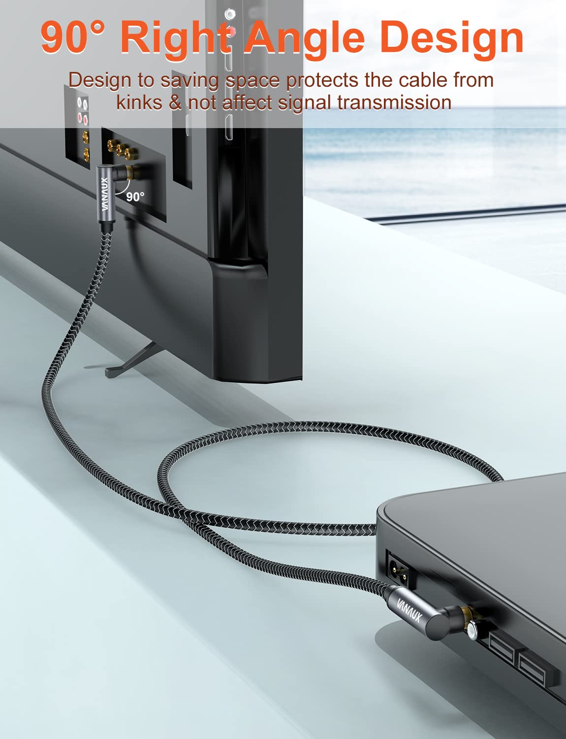 VANAUX rotating joint detail illustrating adjustable angle for flexible connector alignment