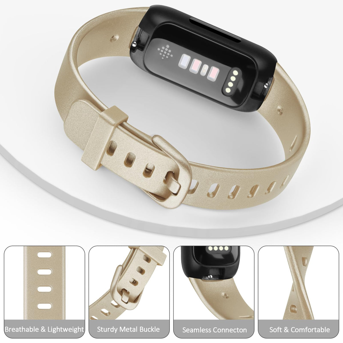 Vancle Inspire 3 black band close-up, durable silicone in use