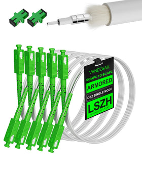 VANDESAIL armored fiber cable SC/APC to SC/APC 1m for stable connections.