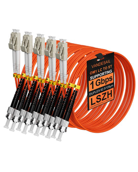 VANDESAIL LC to ST patch cable 1m duplex multimode for short-range data links.