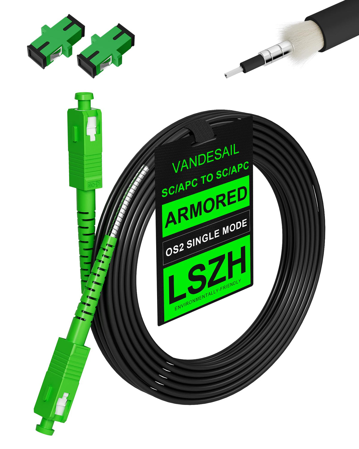 VANDESAIL outdoor armored SC/APC cable ready for durable outdoor installations.