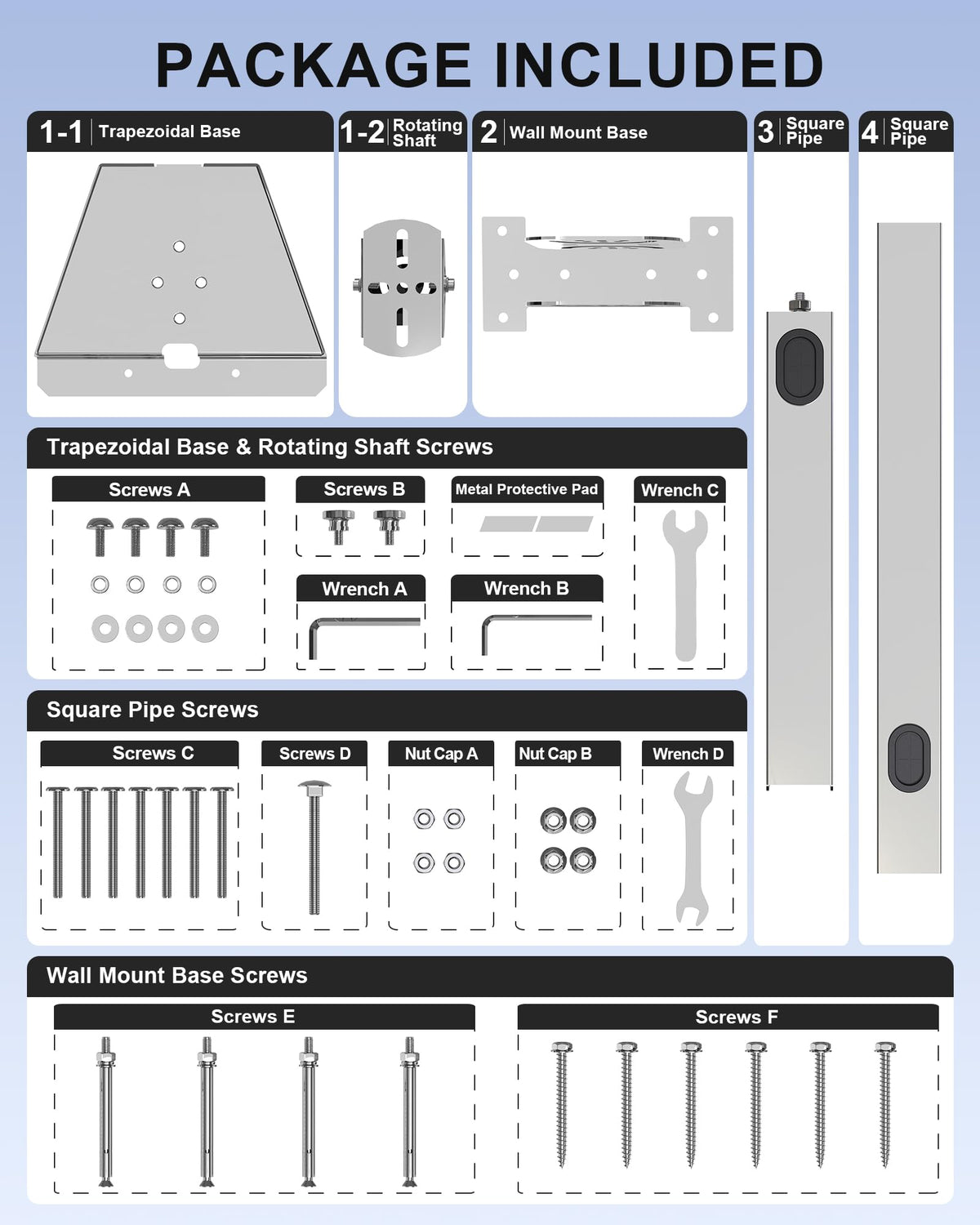 VANDESAIL adapter plate and fasteners label showing easy assembly benefit