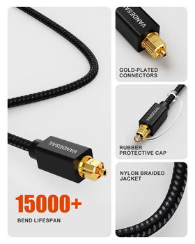 VANDESAIL nylon braided optical cable offering durability for home theater use