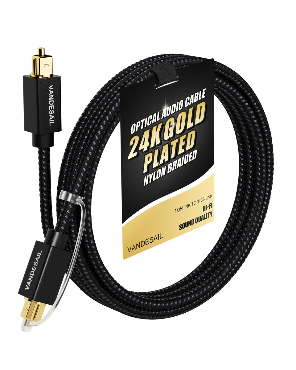 VANDESAIL optical cable with gold connectors for stable soundbar connection and clear audio